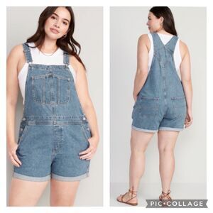 Old Navy Blue Jean Shorts Overalls